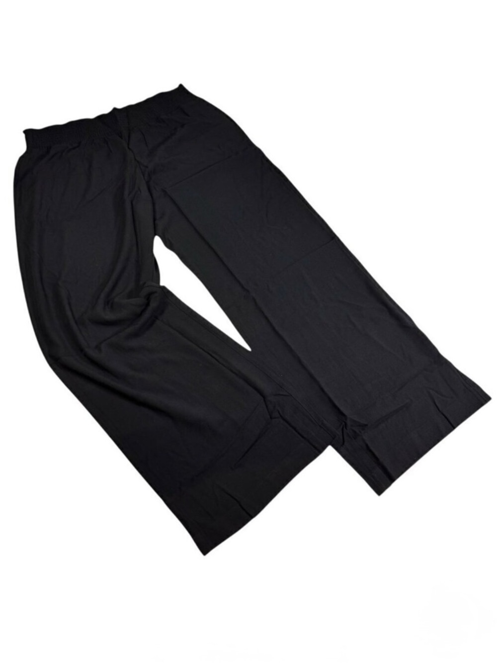J.Jill Wide Leg Pants Sz.L Tall Black High Rise Smocked Waist Lightweight